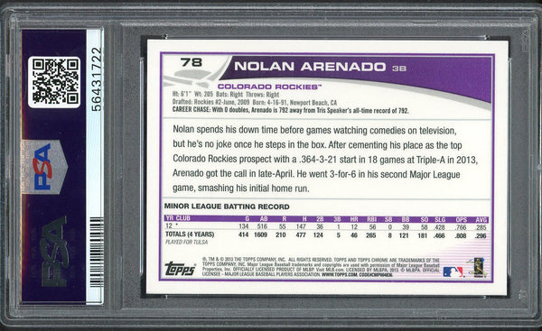2013 Topps Chrome #078 Nolan Arenado Rockies PSA 9 MINT 554369