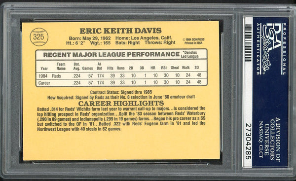 1985 Donruss #325 Eric Davis Reds PSA 10 GEM MINT 554377