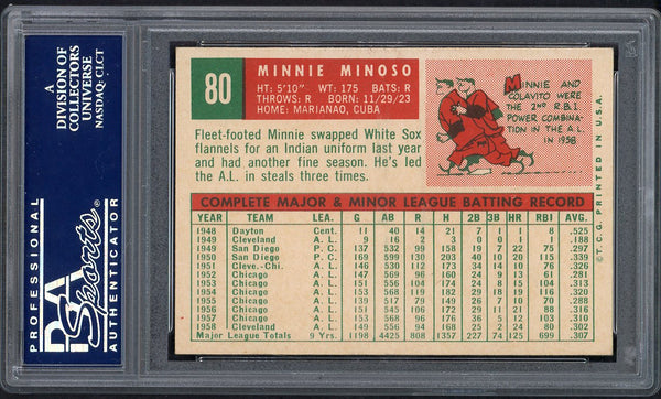 1959 Topps Baseball #080 Minnie Minoso Indians PSA 8 NM/MT 554379