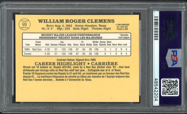 1985 Leaf #099 Roger Clemens Red Sox PSA 9 MINT 554385