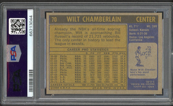 1971 Topps Basketball #070 Wilt Chamberlain Lakers PSA 7.5 NM+ 554386