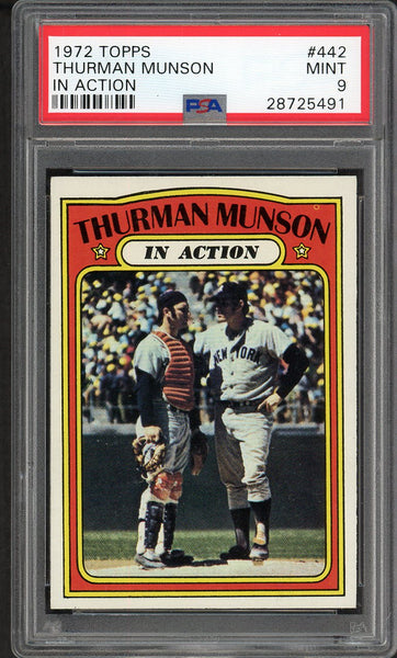 1972 Topps Baseball #442 Thurman Munson IA Yankees PSA 9 MINT 554388