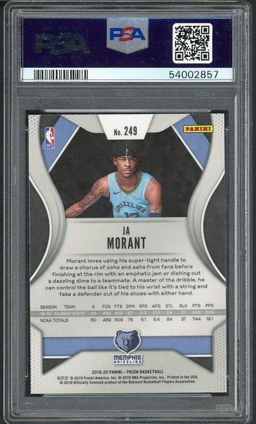 2019 Panini Prizm #249 Ja Morant Grizzlies PSA 10 GEM MINT 554396