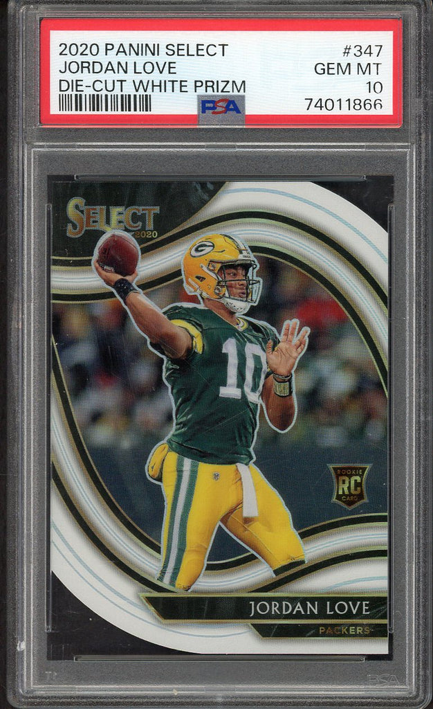 2020 Panini Select #347 Jordan Love Packers PSA 10 GEM MINT Die Cut White 554401