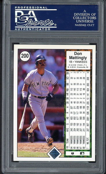 1989 Upper Deck #200 Don Mattingly Yankees PSA 10 GEM MINT 554409