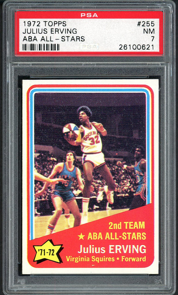 1972 Topps Basketball #255 Julius Erving A.S. Squires PSA 7 NM 554412