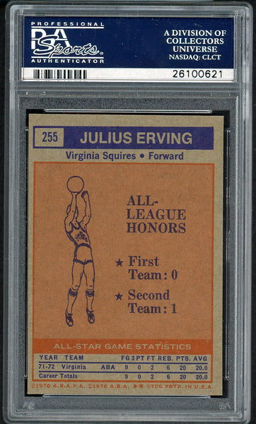 1972 Topps Basketball #255 Julius Erving A.S. Squires PSA 7 NM 554412