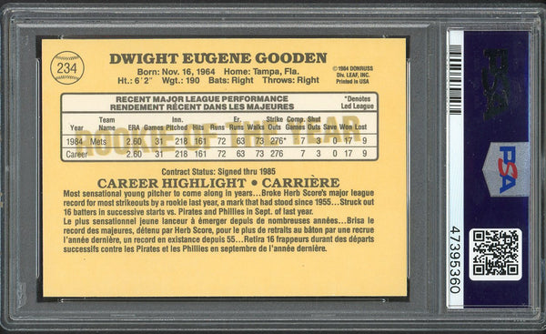 1985 Leaf #234 Dwight Gooden Mets PSA 9 MINT 554413
