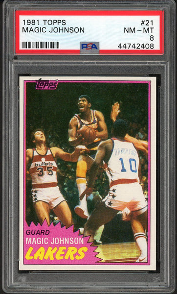 1981 Topps #021 Magic Johnson Lakers PSA 8 NM/MT 554415