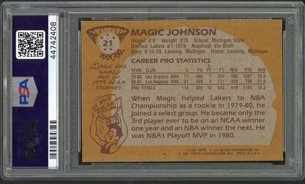1981 Topps #021 Magic Johnson Lakers PSA 8 NM/MT 554415