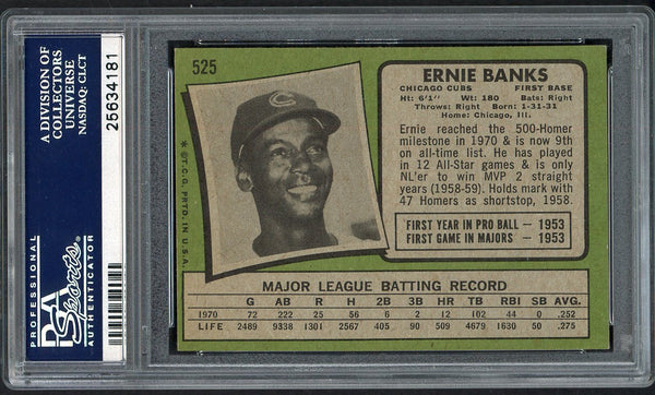 1971 Topps Baseball #525 Ernie Banks Cubs PSA 7 NM 554416