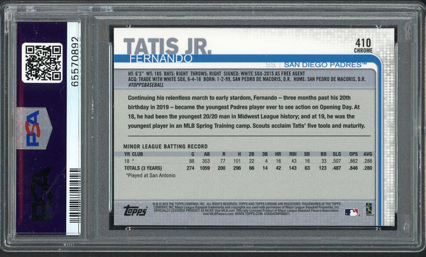 2019 Topps Chrome #410 Fernando Tatis Jr Padres PSA 10 GEM MINT Sapphire 554423