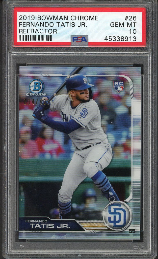 2019 Bowman Chrome Refractor #026 Fernando Tatis Jr Padres PSA 10 GEM MINT 554425