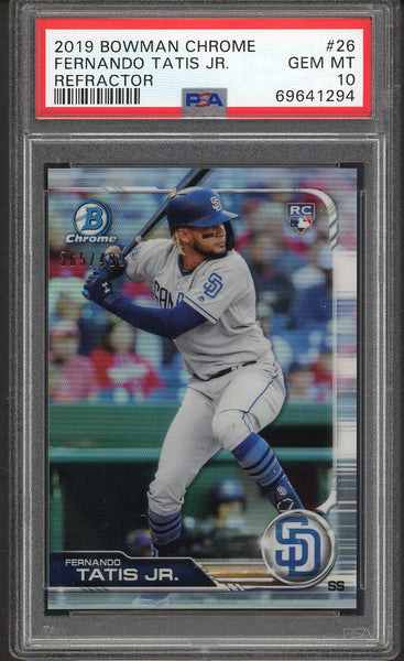 2019 Bowman Chrome Refractor #026 Fernando Tatis Jr Padres PSA 10 GEM MINT 554426