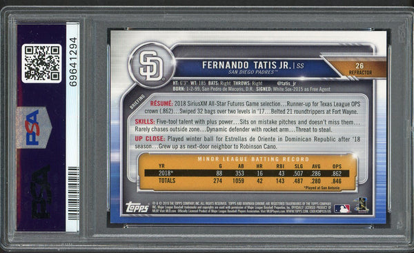 2019 Bowman Chrome Refractor #026 Fernando Tatis Jr Padres PSA 10 GEM MINT 554426