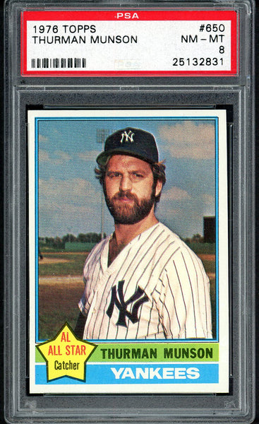 1976 Topps Baseball #650 Thurman Munson Yankees PSA 8 NM/MT 554442