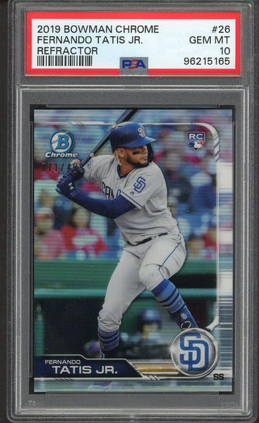 2019 Bowman Chrome Refractor #026 Fernando Tatis Jr Padres PSA 10 GEM MINT 554450