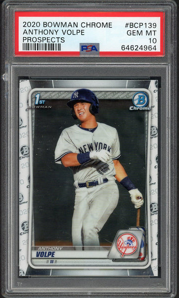 2020 Bowman Chrome #BCP139 Anthony Volpe Yankees PSA 10 GEM MINT 554451