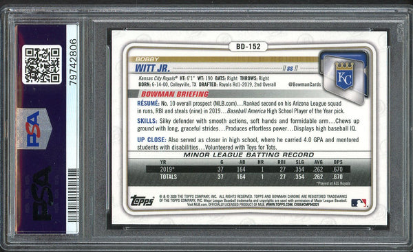 2020 Bowman Draft Chrome #BD152 Bobby Witt Jr Royals PSA 9 MINT 554453