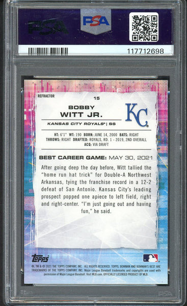2021 Bowmans Best Refractor #015 Bobby Witt Jr Royals PSA 10 GEM MINT 554457