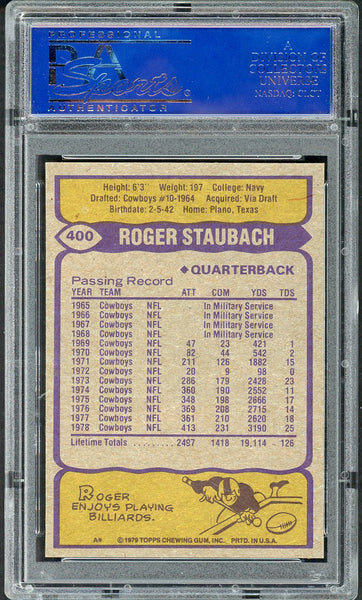 1979 Topps Football #400 Roger Staubach Cowboys PSA 9 MINT 554459