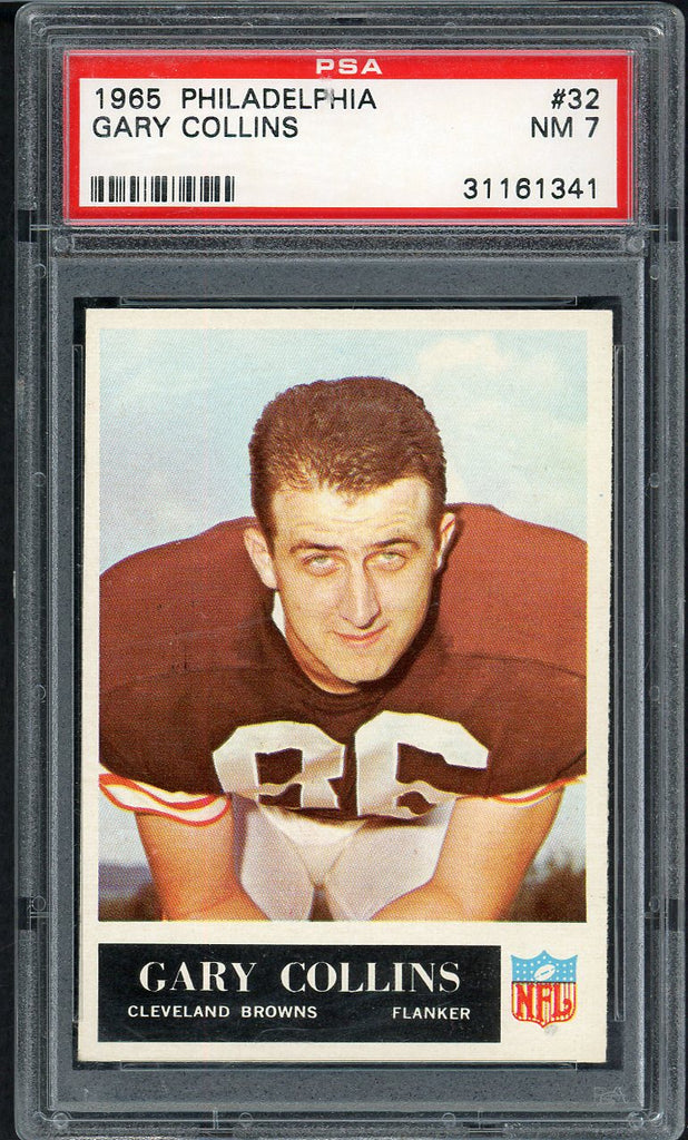 1965 Philadelphia Football #032 Gary Collins Browns PSA 7 NM 554460