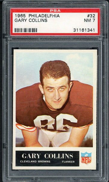 1965 Philadelphia Football #032 Gary Collins Browns PSA 7 NM 554460