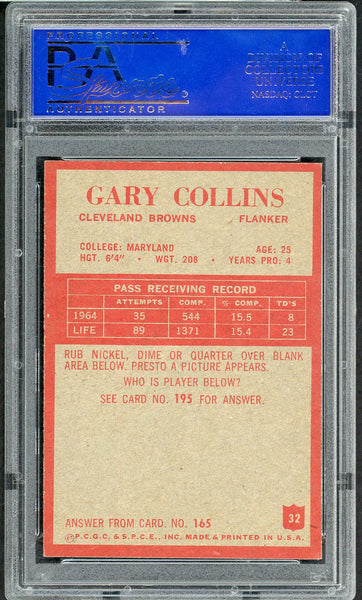 1965 Philadelphia Football #032 Gary Collins Browns PSA 7 NM 554460