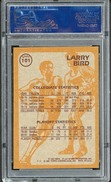1981 Topps East #101 Larry Bird IA Celtics PSA 9 MINT 554462