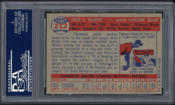 1957 Topps Baseball #212 Rocky Colavito Indians PSA 6 EX-MT 554471