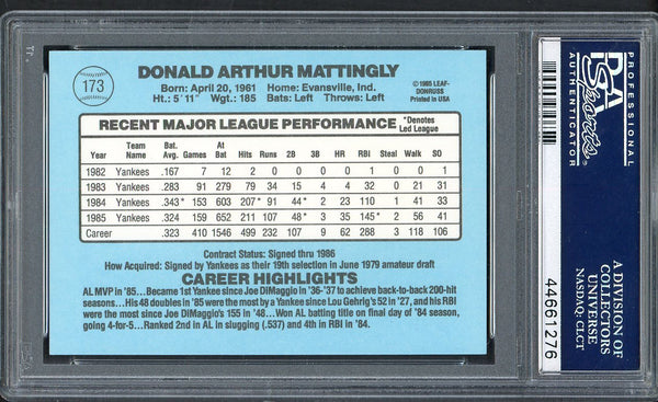 1986 Donruss #173 Don Mattingly Yankees PSA 10 GEM MINT 554474