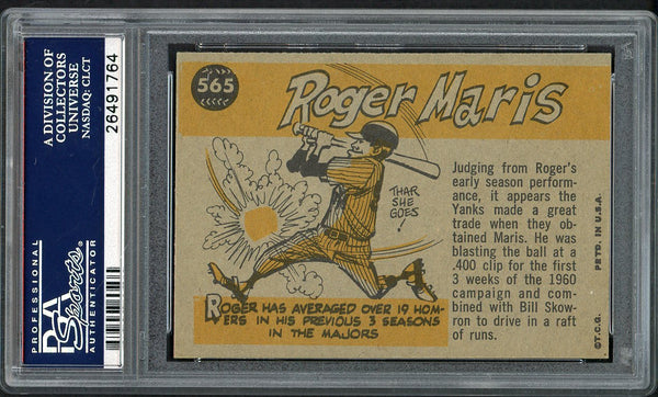 1960 Topps Baseball #565 Roger Maris A.S. Yankees PSA 6 EX-MT 554487