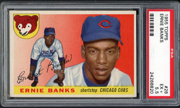 1955 Topps Baseball #028 Ernie Banks Cubs PSA 5.5 EX+ 554488