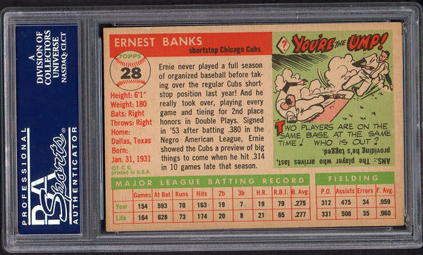 1955 Topps Baseball #028 Ernie Banks Cubs PSA 5.5 EX+ 554488