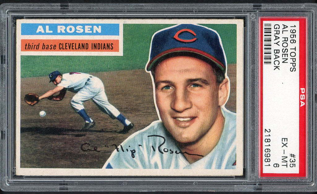 1956 Topps Baseball #035 Al Rosen Indians PSA 6 EX-MT Gray 554490