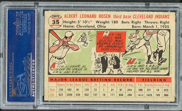 1956 Topps Baseball #035 Al Rosen Indians PSA 6 EX-MT Gray 554490