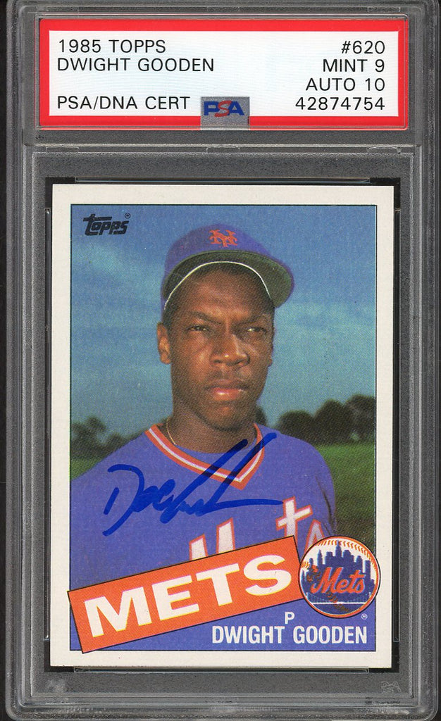 1985 Topps #620 Dwight Gooden Mets PSA/DNA 9 MINT Signed Autograph 554497