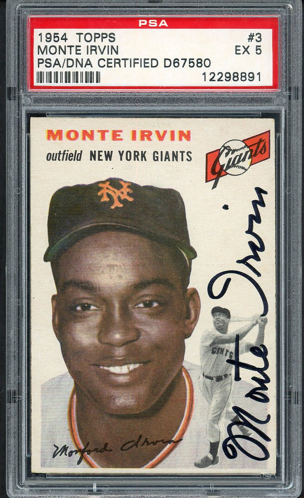 1954 Topps Baseball #003 Monte Irvin Giants PSA/DNA 5 EX Signed Autograph 554498