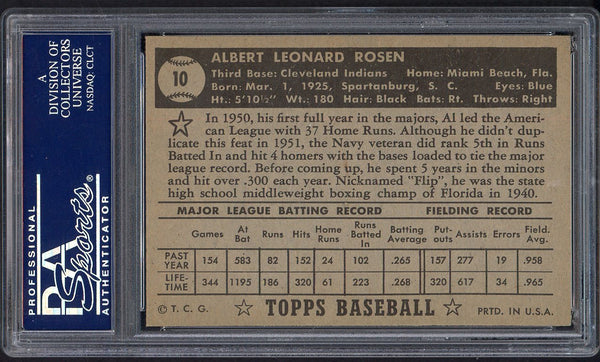 1952 Topps Baseball #010 Al Rosen Indians PSA 5.5 EX+ Black 554508
