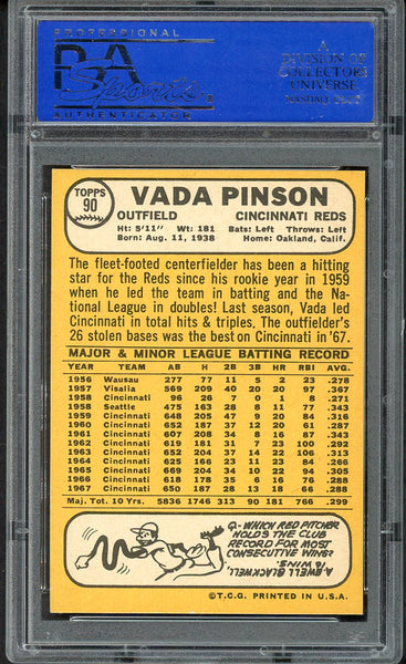 1968 Topps Baseball #090 Vada Pinson Reds PSA 9 MINT 554509