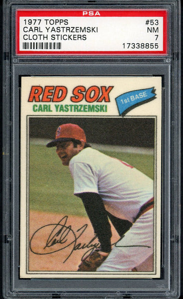 1977 Topps Baseball Cloth Stickers #053 Carl Yastrzemski Red Sox PSA 7 NM 554510