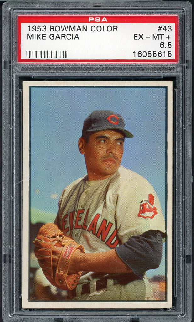 1953 Bowman Color Baseball #043 Mike Garcia Indians PSA 6.5 EX-MT+ 554511