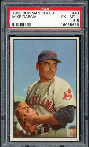 1953 Bowman Color Baseball #043 Mike Garcia Indians PSA 6.5 EX-MT+ 554511
