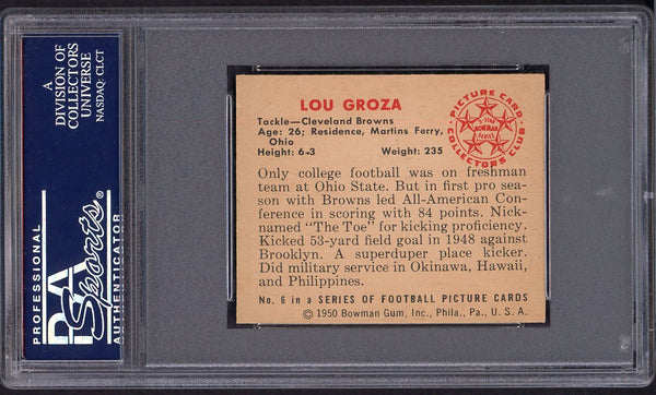 1950 Bowman Football #006 Lou Groza Browns PSA 6 EX-MT 554512