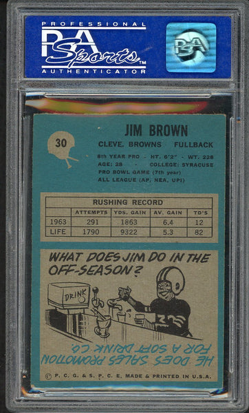 1964 Philadelphia Football #030 Jim Brown Browns PSA 6 EX-MT 554515