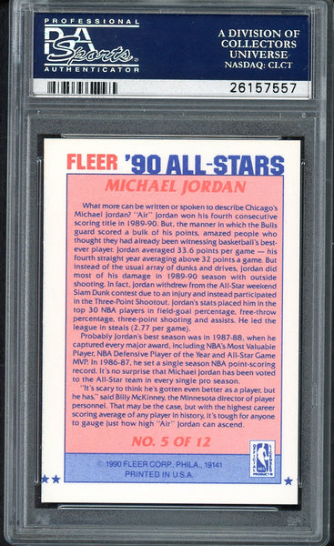 1990 Fleer All Stars #005 Michael Jordan Bulls PSA 9 MINT 554517