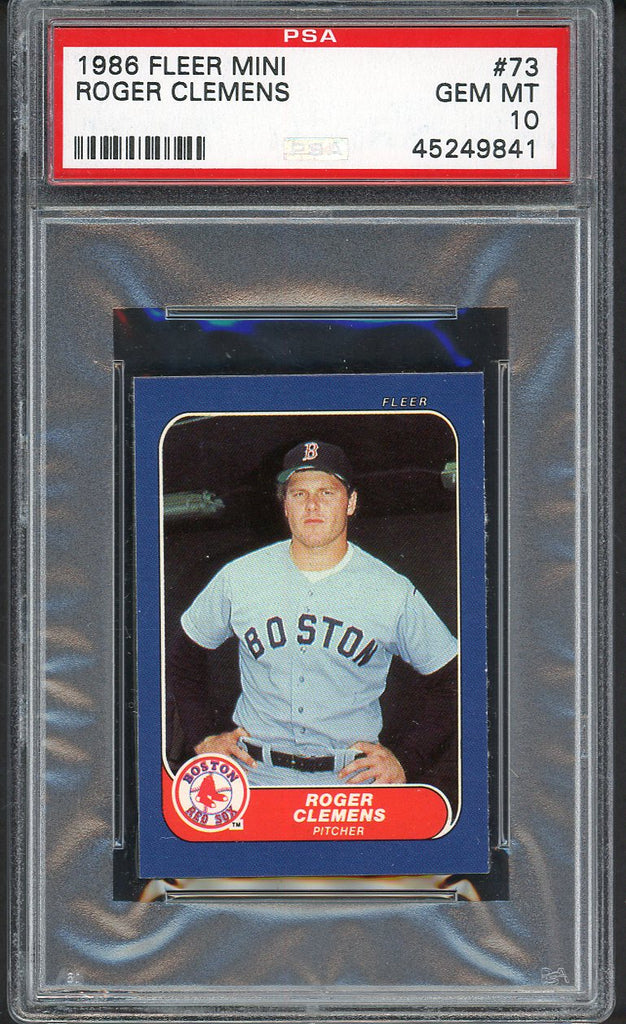 1986 Fleer Mini #073 Roger Clemens Red Sox PSA 10 GEM MINT 554518