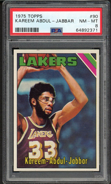 1975 Topps Basketball #090 Kareem Abdul Jabbar Lakers PSA 8 NM/MT 554520