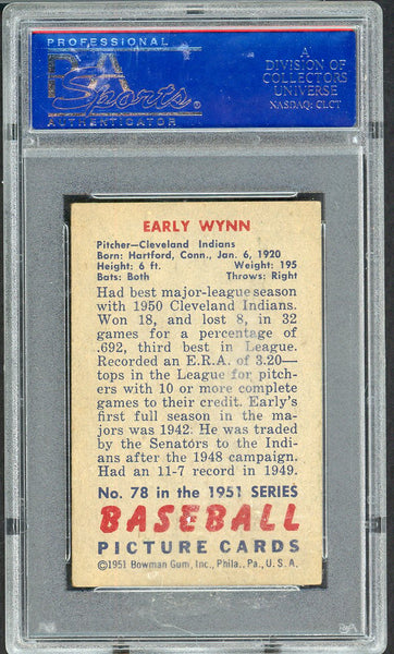 1951 Bowman Baseball #078 Early Wynn Indians PSA 6 EX-MT 554524