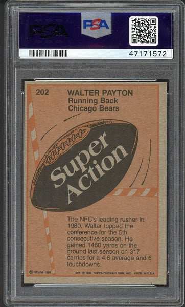 1981 Topps #202 Walter Payton IA Bears PSA 9 MINT 554531